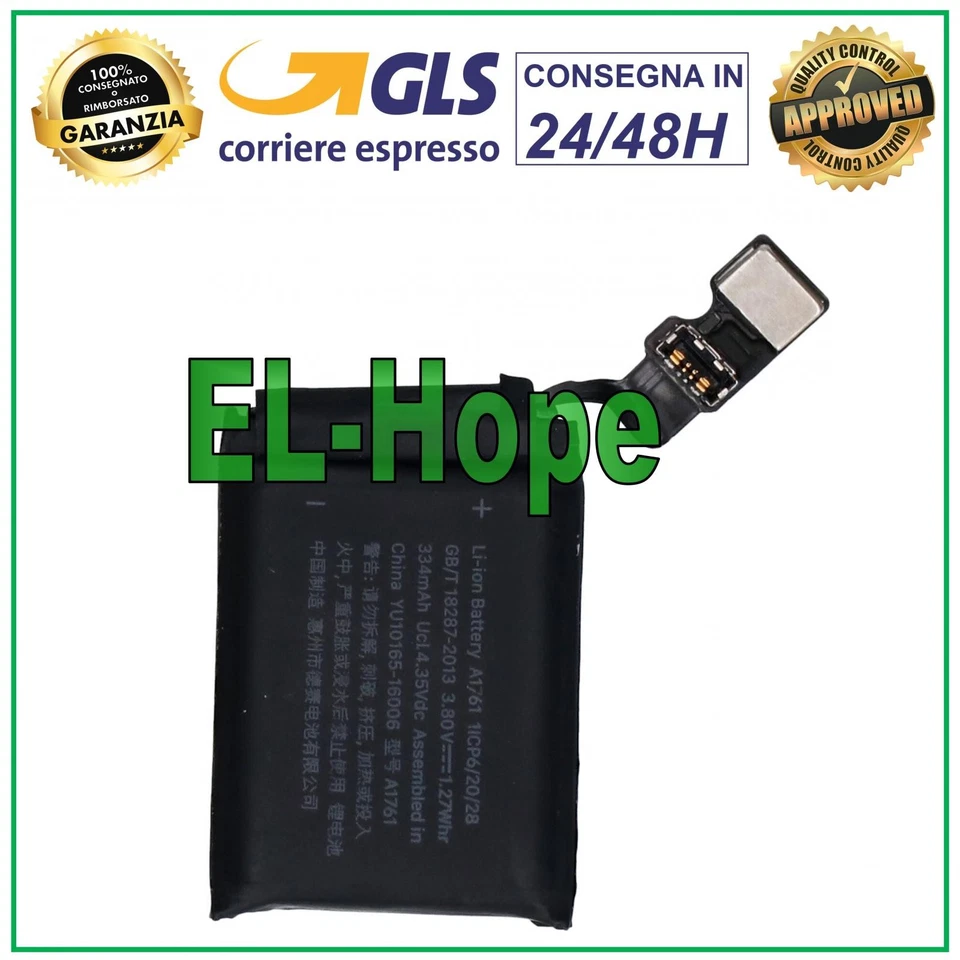 BATTERIA PER APPLE WATCH SERIE 2 GENERAZIONE A1758 42 mm BATTERY A1761 334 mAh - Immagine 1 di 1