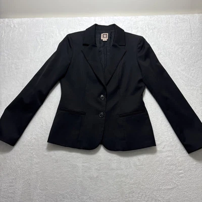 Anne Klein черный женский блейзер размер 6 офис бизнес официальный куртка кнопка # 12 - Изображение 1 из 4