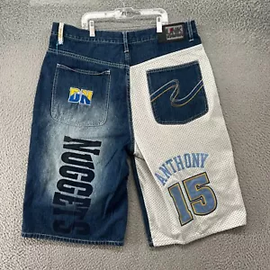 Vintage Y2K Denver Nuggets Shorts Mens 36 UNK Denim Carmelo Anthony NBA #15 - Picture 1 of 17