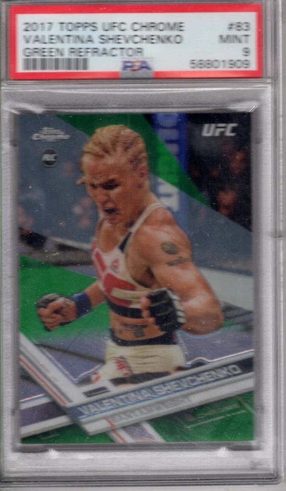 2017 Topps UFC Chrome VALENTINA SHEVCHENKO Green RC REFRACTOR 89/99 PSA 9 MINT - Image 1 of 1