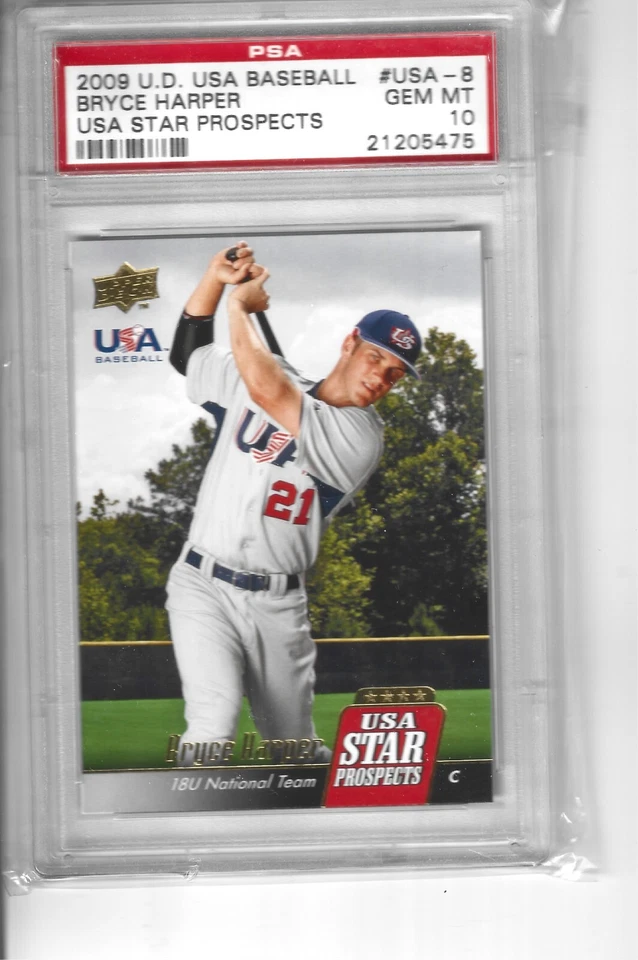 2009 U D USA BASEBALL STAR PROSPECTS BRYCE HARPER PSA 10 - Imagem 1 de 1