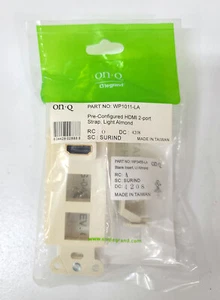 On-Q Legrand Pre-Configured 1 HDMI & 2 Ports Strap ~ Light Almond ~ WP1011-LA - Picture 1 of 1