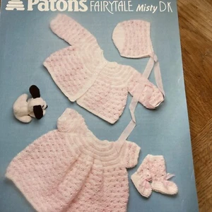 Vintage Patons Knitting Pattern No 7104 Layette Misty DK Size 18 inch - Picture 1 of 2