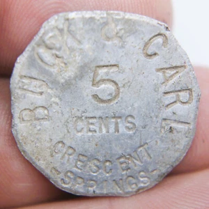 Vintage Crescent Springs Buck & Carl 5 Cents Handelsmedaille - Bild 1 von 5