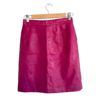 NORDSTROM SAVVY РОЗОВЫЙ КОЖАНЫЙ МИНИ ЮБКА ЖЕНЩИН РАЗМЕР 10 / 26 - Изображение 1 из 4