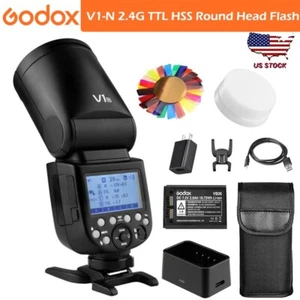 Godox V1-N 2.4G TTL HSS Round Head Camera Flash Speedlite Fr Nikon D5300 D750 - Picture 1 of 12