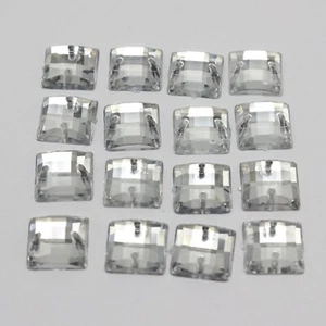 200 Clear Flatback Acrylic Square Sewing Rhinestone Gems 10mm Sew On beads - Picture 1 of 6