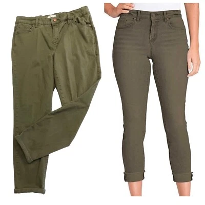 Pantalones elásticos recortados ajustados relajados verdes Jessica Simpson para mujer 12 Foto 1 de 4