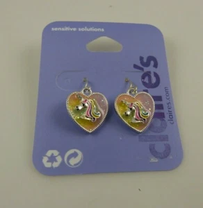 Unicorn heart dangle Claire's Earrings earring Jewelry pierced pink - Picture 1 of 3
