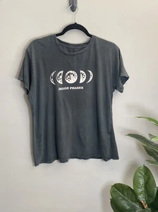 Earth Bound “moon Phases” Phases Of The Moon Dark Heather Gray Tshirt Size M - Picture 1 of 4