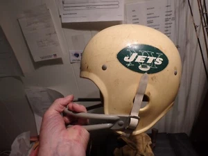 3D- Vintage New York Jets Rawlings HNFL Large Helm mit Gesichtsschutz & Gurt - Bild 1 von 5