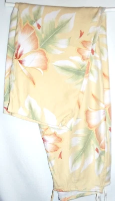 $158 Calças Femininas 6 Pequenas 100% Seda Tommy Bahama Amarelo Floral Tropical Havaiana - Imagem 1 de 4