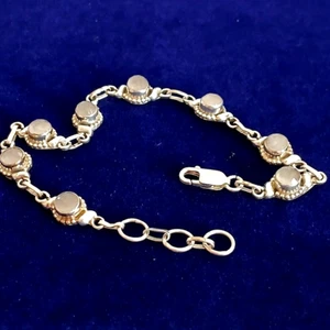 925 Sterling Silver Moonstone Facet Cut Ropework Setting ~ 7.0 - 7.75" - Picture 1 of 12