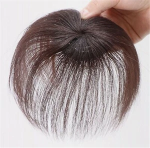 Natural 100% Human Hair Loss Hair Top Cover Clip on REAL Wig Piece extension - Picture 1 of 15