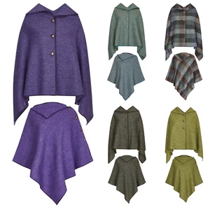 Womens 100% Wool Irish Poncho Cape | Made in Ireland - Picture 1 of 11