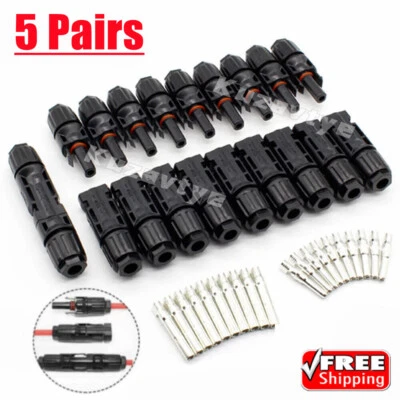 5 Pares Panel Solar Cable Conectores Adaptador Macho Hembra Kit Impermeable 30A - Imagen 1 de 4