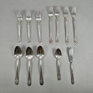 Utensilios cubiertos vintage 12 piezas Wm Rogers Mfg AA IS plateado patrón de jubileo - Imagen 1 de 12