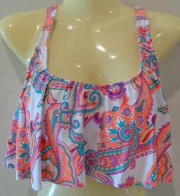 Antonio Melani Size Medium BALI PAISLEY SC FLUTTER BRA White New Swim Bikini Top - Image 1 of 4