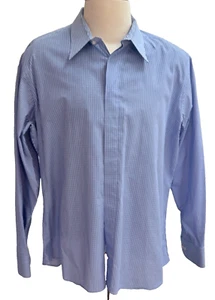 Moda Man Button Down Shirt Long Sleeves Blue and White Checks 2XL   GR2525 - Picture 1 of 4