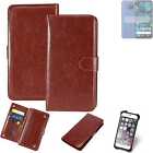Case For General Mobile Gm 20 Brown Faux Leather Protection Wallet Book Flip Mag
