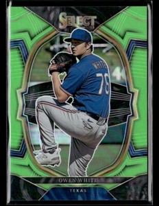 Owen White #'d /75 - 2023 Panini Select Lime Green Holo Prizm #52 Texas Rangers