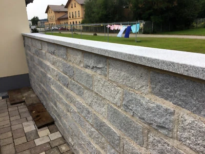 Mauerabdeckung Abdeckplatte Pfeilerabdeckung Granit Naturstein grau -> 4cm stark - Bild 1 von 4