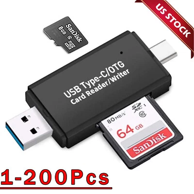 Card Reader USB 2.0 Type C Micro TF OTG Smart Memory Adapter Laptop Computer lot - Image 1 of 4
