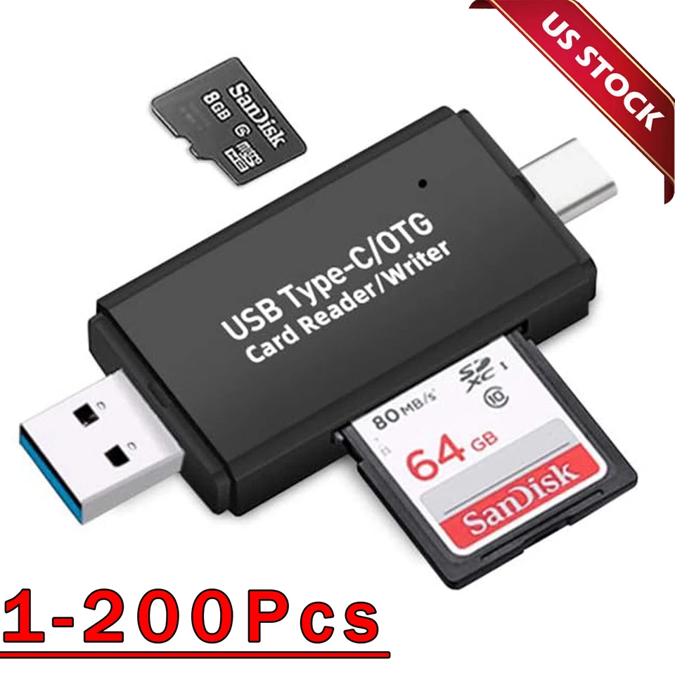 Card Reader USB 2.0 Type C Micro TF OTG Smart Memory Adapter Laptop Computer lot - Image 1 of 4