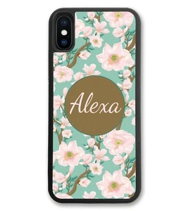 CASE FOR IPHONE MINT PINK FLORAL PERSONALIZED MONOGRAM ALL MODELS X XS XPLUS 8 7 - Photo 1 sur 8