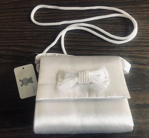 Koala Kids Girls White Satin Handbag With Bow - Picture 1 of 5
