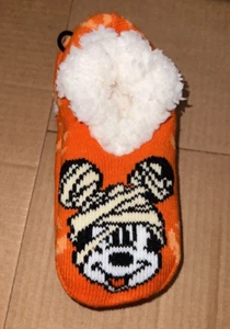 Disney Mickey Mouse MUMMY HALLOWEEN FUZZY SLIPPERS SOCKS WOMENS OSFM NEW - Picture 1 of 1