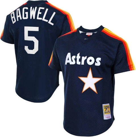 Authentic Mitchell & Ness Houston Astros #5 Baseball Jersey New Mens $100 Cover