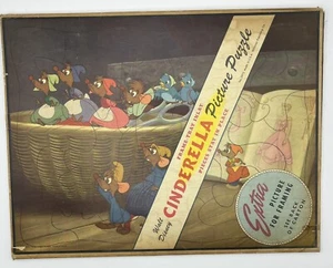 Cinderella 1950 Whitman Walt Disney Frame Tray Puzzle No.2975 Sleeve Birds Mice - Picture 1 of 13