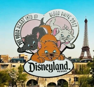 Disneyland - Cast Member 2012 Blood Drive (Marie, Berlioz, and Toulouse) Pin - Picture 1 of 2