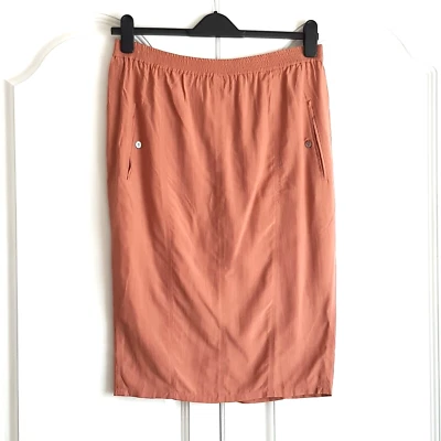 Nicole Farhi - Vintage 80's Peach / Terracotta 100% Silk Skirt - Image 1 of 4