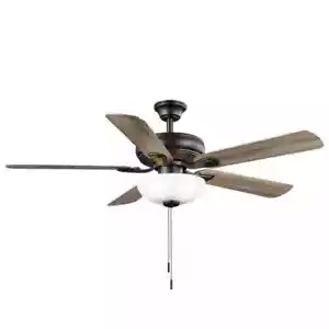 Hampton Bay Rothley II 52 in. LED Matte Black Ceiling Fan w/ Light Kit Included - Picture 1 of 11
