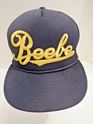 VINTAGE RARE BEEBE EMBROIDERED TRUCKER CAP HAT - BLUE & YELLOW/GOLD - Image 1 of 4