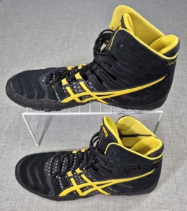 Asics Dan Gable Ultimate 4 Wrestling Shoes J500Y Black Yellow Mens Size 11.5 - Picture 1 of 12
