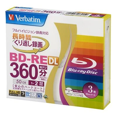 3-Disc Verbatim Blu-ray 50GB 2x Blank Rewritable BD-RE Printable VBE260NP3V1 NEW - Image 1 of 2