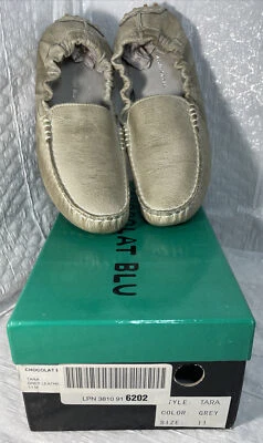 Новый шоколадный синий Тара кожи мокасины мокасины серый женские туфли размер 11 - Изображение 1 из 4