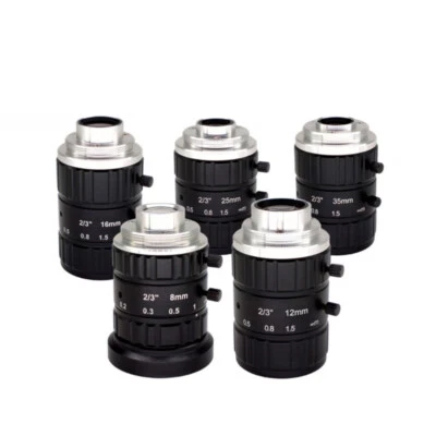 Industrial camera lens C-mount 10MP 2/3 in 8 12 16 25 35 50mm machine vision FA - Image 1 of 4