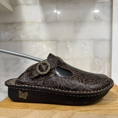 ALEGRIA ZUECOS DE TRABAJO MUJER CUERO MARRÓN TALLA SUPERIOR US 7/7,5,EURO 37 Foto 1 de 4