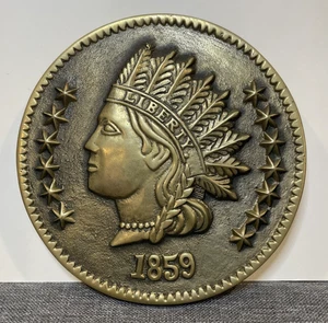 Vintage Burwood Plaque 1859 Indian Head Penny 6 Inch Copper wall art - Picture 1 of 9
