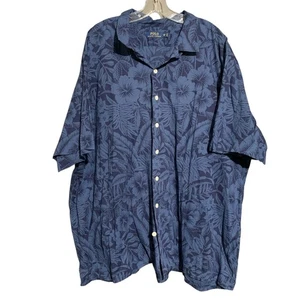 Polo Ralph Lauren Hawaiian Shirt Men's 4XB Floral Button Up Blue Cotton - Picture 1 of 6