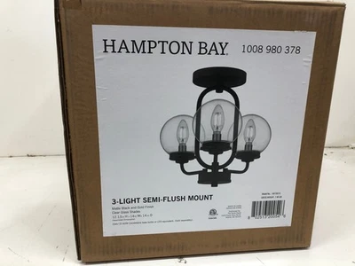 Hampton Bay вяз 14 дюймов 3Light матовые черные и золотые акценты полуутопленное крепление - Изображение 1 из 2