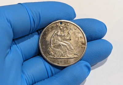 1863-S Seated Half Dollar Damaged UNC Details Better Date Coin - Image 1 of 2