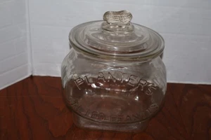 Vintage PLANTERS Salted Peanuts Clear Glass w/ Lid Store Counter Jar 9.5 ” x 7” - Picture 1 of 6
