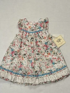 NWT Laura Ashley baby size 12 Months floral dress 100% cotton ruffle hem - Picture 1 of 9