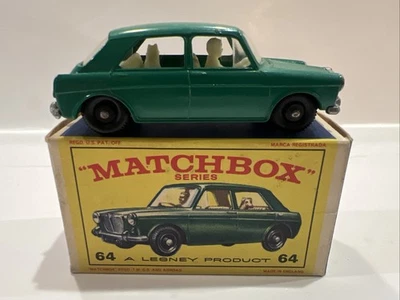 VINTAGE Matchbox Lesney # 64 M.G. 1100 green BPW With Original Box  - Image 1 of 4