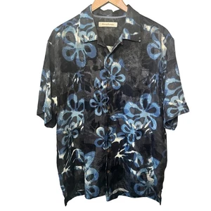 Camisa Tommy Bahama Azul Seda Floral Tropical Hawaiana Verano Playa Vacaciones L - Imagen 1 de 8